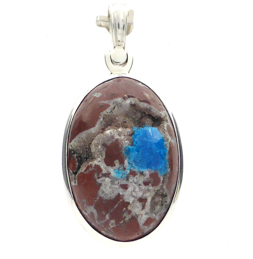 Cavansite Pendant in 925 Sterling Silver | Stilbite & Dark Basalt Matrix | Raw Stone, Partially polished | Blue of Spiritual Truth Emotional Uplift and Clarity | Higher Self and Spiritual Guides  | Genuine gens from Crystal Heart Melbourne Australia since 1986