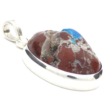 Load image into Gallery viewer, Cavansite Pendant in 925 Sterling Silver | Stilbite &amp; Dark Basalt Matrix | Raw Stone, Partially polished | Blue of Spiritual Truth Emotional Uplift and Clarity | Higher Self and Spiritual Guides  | Genuine gens from Crystal Heart Melbourne Australia since 1986
