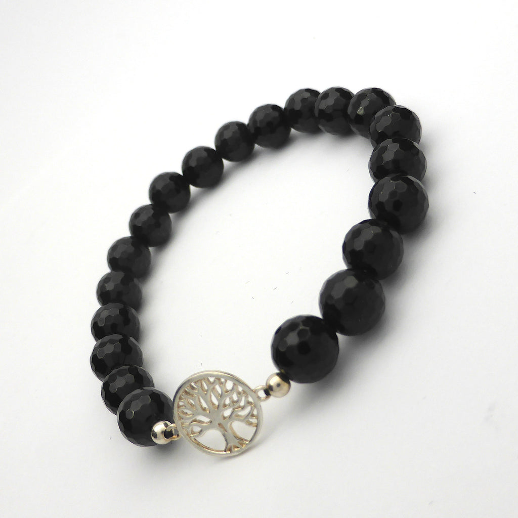 Black Onyx Gemstone Charm Bracelet | Tree of Life or Pentacle in 925 Sterling Silver | Crystal Heart Melbourne Australia since 1986