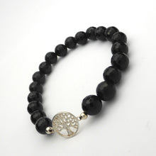 Load image into Gallery viewer, Black Onyx Gemstone Charm Bracelet | Tree of Life or Pentacle in 925 Sterling Silver | Crystal Heart Melbourne Australia since 1986