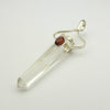 Clear Quartz Pendant with Garnet Accent | Clarity and Energy | Crystal Heart Melbourne Australia since 1986 