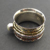 Hammered Silver Ring with Spinning 3 tone band & Freshwater Pearl | 925 Sterling Silver | Crystal Heart Melbourne Australia since 1986