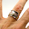 Hammered Silver Ring with Spinning 3 tone band & Freshwater Pearl | 925 Sterling Silver | Crystal Heart Melbourne Australia since 1986