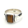 Ring Tiger Eye Oblong 925 Silver Large Size | Unisex | Wide Solid Band | Crystal Heart Melbourne Australia since 1986