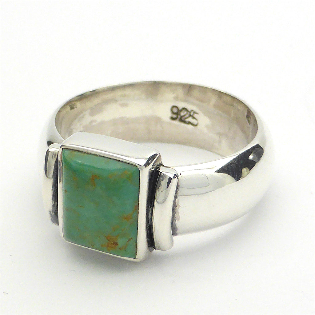 Ring Turquoise Oblong 925 Silver Large Size | Unisex | Wide Solid Band | Crystal Heart Melbourne Australia since 1986