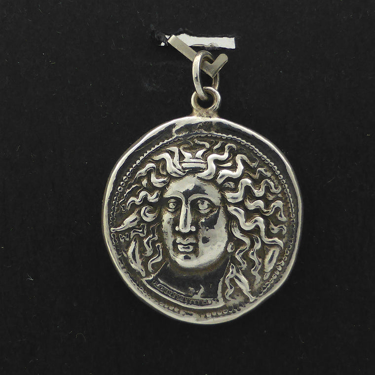 Ancient Coin Pendant Arethusa Nike 925 Silver