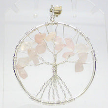 Load image into Gallery viewer, Tree Pendant with Rose Quartz gemstone chips | silver plated wire | Crystal Heart Melbourne Australia since 1986