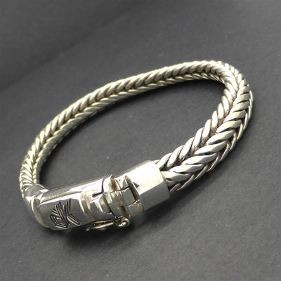 Bracelet 925 Sterling Silver Snake Chain | Oval Cross Section | Strong Push Pull Clasp | Masculine style with a touch of class | Crystal Heart Melbourne Australia since 1986