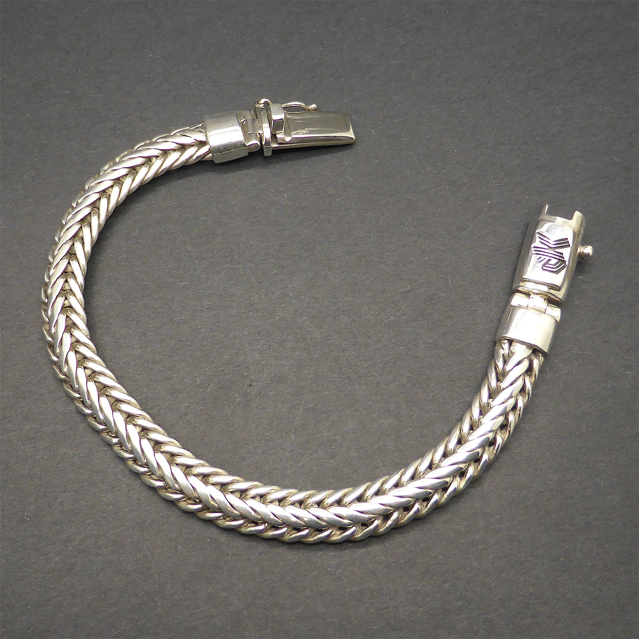 Snake Bracelet, Woven, Heavy 925 Sterling Silver, dk2 – Crystal Heart