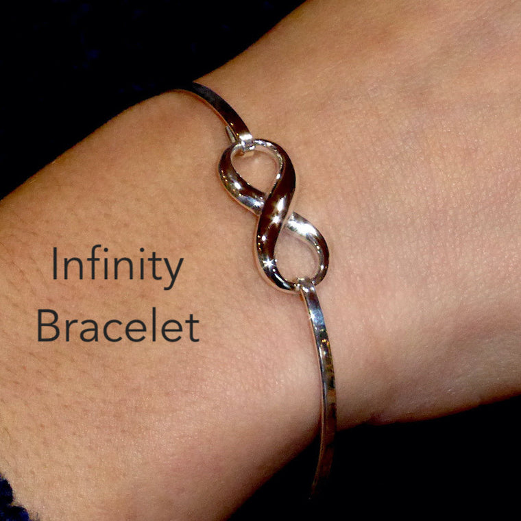 Bangle Bracelet with Infinity Clasp,  925 Sterling Silver