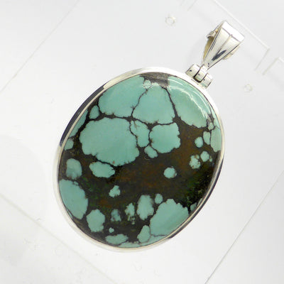 Tibetan Turquoise Pendant | 925 Sterling Silver | Teardrop Cabochon | Sagittarius Scorpio Pisces | Crystal Heart Melbourne since 1986