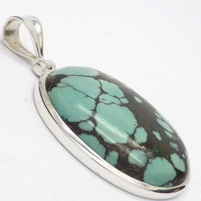 Tibetan Turquoise Pendant | 925 Sterling Silver | Teardrop Cabochon | Sagittarius Scorpio Pisces | Crystal Heart Melbourne since 1986