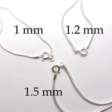 Load image into Gallery viewer, Snake Chains 1.2 mm | 925 Sterling Silver| lengths 40 cm | 45 cm | 50 cm | 55 cm | 60cm | 65 cm | 70 cm | Crystal Heart Melbourne Australia since 1986