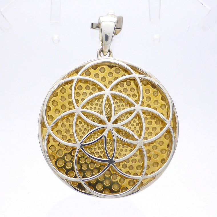 Seed of life Pendant with Crop circle, 925 Silver & Gold plate p1