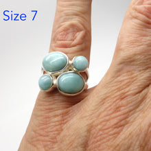 Load image into Gallery viewer, Larimar Ring with 4 small Cabochons | 925 Sterling Silver | Dominican Republic Caribbean | Leo Stone | Pectolite | Crystal Heart Melbourne Australia since 1986