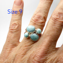 Load image into Gallery viewer, Larimar Ring with 4 small Cabochons | 925 Sterling Silver | Dominican Republic Caribbean | Leo Stone | Pectolite | Crystal Heart Melbourne Australia since 1986