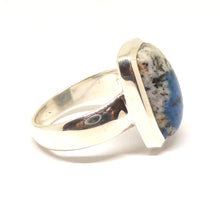 Load image into Gallery viewer, K2 = Azurite flowers in white Granite | Ring US size 7 | 925 Sterling Silver | Oblong Cab | Spiritual insight grounded relaxed | Crystal Heart Melbourne  1986