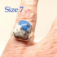 Load image into Gallery viewer, K2 = Azurite flowers in white Granite | Ring US size 7 | 925 Sterling Silver | Oblong Cab | Spiritual insight grounded relaxed | Crystal Heart Melbourne  1986