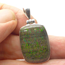 Load image into Gallery viewer, Matrix Opal Pendant | 925 Sterling Silver | Curved Oblong Cabochon | Green fire| Crystal Heart Melbourne Australia since 1986