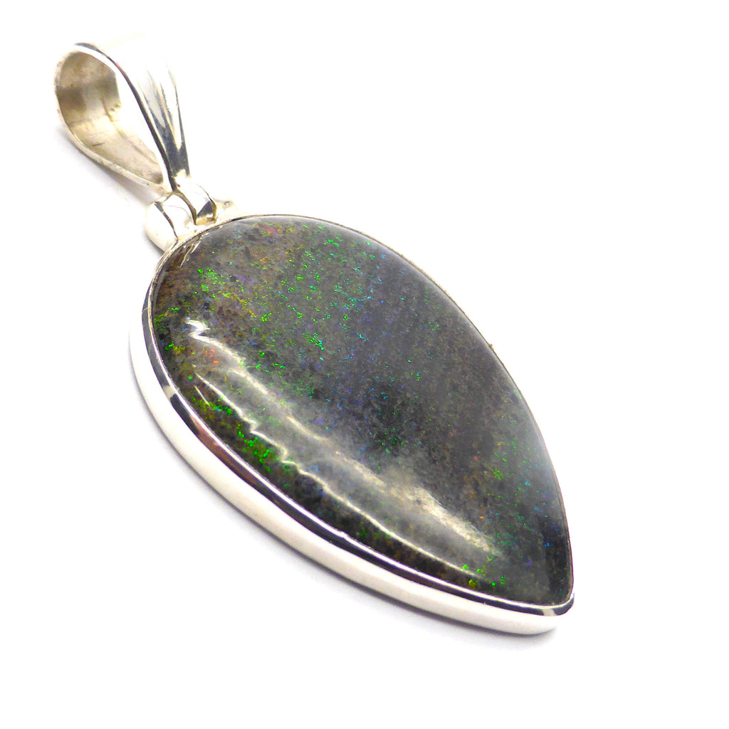 Teardrop Cabochon of Matrix Opal | Green Blue Purple Fire | 925 Sterling Silver | Crystal Heart Melbourne Australia since 1986