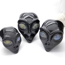 Load image into Gallery viewer, Skull Black ET Obsidian with Moonstone Eyes