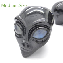 Load image into Gallery viewer, Skull Black ET Obsidian with Moonstone Eyes