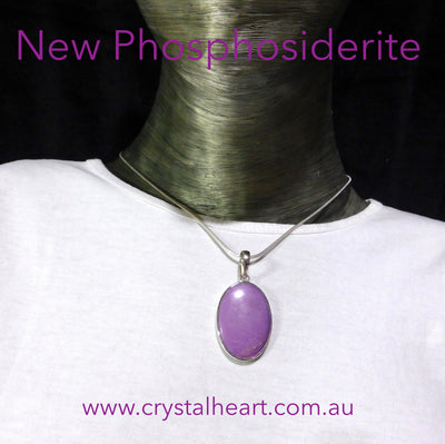 Phosphosiderite Pendant | Oval Cabochon | 925 Sterling Silver | Iron Phosphate | Higher Heart & 3rd Eye centre | Crystal Heart Melbourne Australia since 1986