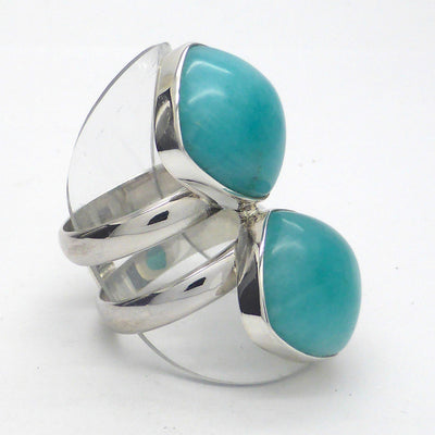 Amazonite Ring 2 Stones | 925 Sterling Silver | Virgo Stone | Blue Green Feldspar | Crystal Heart Melbourne Australia since 1986