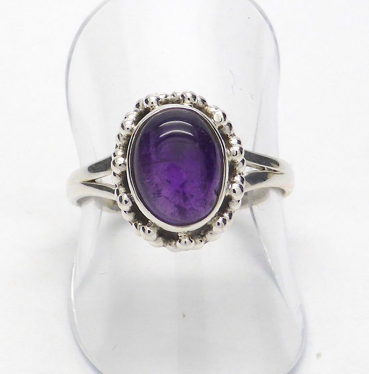 Amethyst Ring, Cabochon Oval, 925 Silver, KS