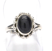 Load image into Gallery viewer, Black Star Sapphire Ring | 925 Sterling Silver | Star of India | True name Diopside | 4 point Star | Lovely small ring | Size 5,6,7,8,9,10 | Crystal Heart Melbourne Australia since 1986