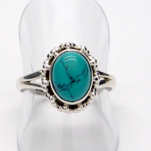 Load image into Gallery viewer, Turquoise Ring ( reconstituted |  | Oval Cabochon | Detailed 925 Sterling Silver | Smaller Style | Size 5,6,7,8,9,10 | Crystal Heart Melbourne Australia since 1986