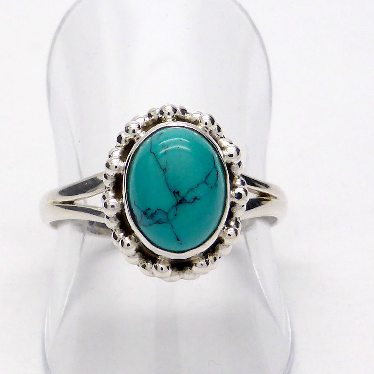 Turquoise Ring, Cabochon Oval, 925 Silver KS