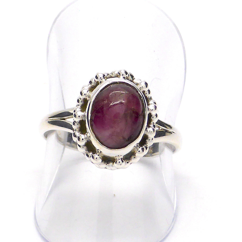 Pink Tourmaline ( Rubellite )  |  | Oval Cabochon | Detailed 925 Sterling Silver | Smaller Style | Size 5,6,7,8,9,10 | Crystal Heart Melbourne Australia since 1986