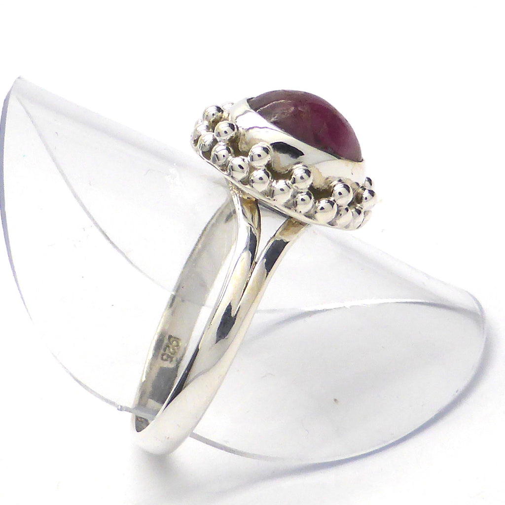 Pink Tourmaline ( Rubellite )  |  | Oval Cabochon | Detailed 925 Sterling Silver | Smaller Style | Size 5,6,7,8,9,10 | Crystal Heart Melbourne Australia since 1986