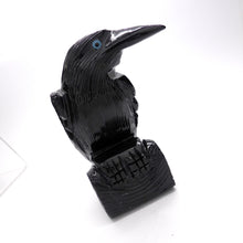 Load image into Gallery viewer, Black Onyx Raven | Carved Statue | Lovely Detail | Blue Eyes | Poe Inspiration | Fearless Magical Guide | Crystal Heart Melbourne Australia since 1986