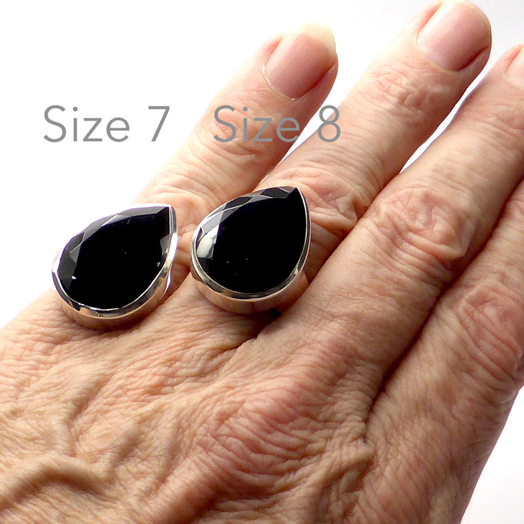 Ring Black Onyx Faceted Teardrop G4