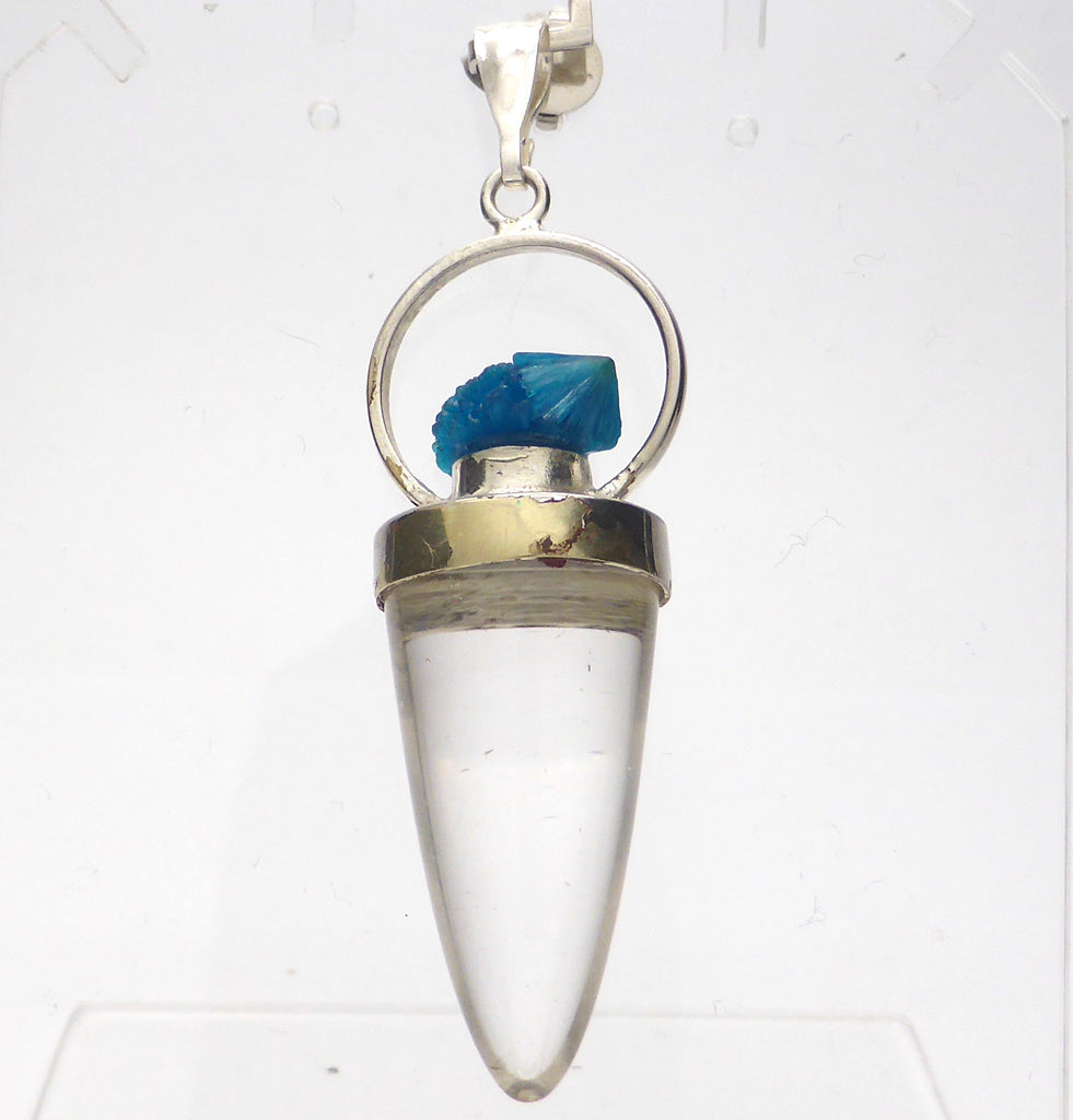 Pendant Cavansite Crystal Cluster on Quartz Bullet | Natural Crystal | Emotional Truth & Mastery | Your truth is your path | Crystal Heart Melbourne Australia since 1986