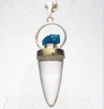 Load image into Gallery viewer, Pendant Cavansite Crystal Cluster on Quartz Bullet | Natural Crystal | Emotional Truth &amp; Mastery | Your truth is your path | Crystal Heart Melbourne Australia since 1986