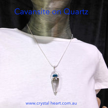 Load image into Gallery viewer, Pendant Cavansite Crystal Cluster on Quartz Bullet | Natural Crystal | Emotional Truth &amp; Mastery | Your truth is your path | Crystal Heart Melbourne Australia since 1986