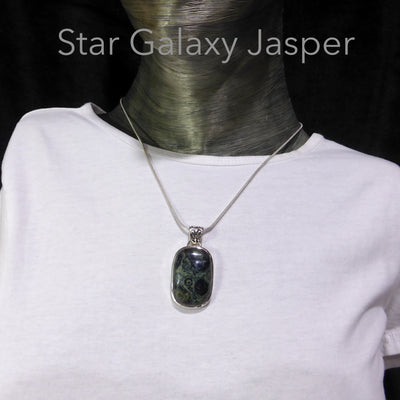 Pendant Star Galaxy Stone | Oblong Cabochon | 925 Sterling Silver | AKA Kambaba Jasper | Madagascar | S.Africa | Peace & Connection | Crystal Heart Melbourne Australia since 1986