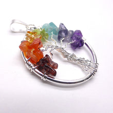 Load image into Gallery viewer, Tree Chakra Pendant | silver plated wire | Rainbow Gemstones | Garnet Carnelian Citrine Peridot Blue Topaz Iolite Amethyst | Crystal Heart Melbourne Australia since 1986