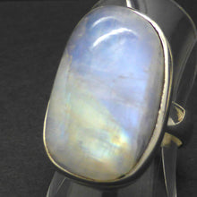 Load image into Gallery viewer, Ring Rainbow Moonstone | Free form Oblong | 925 Silver | Classic Sturdy Setting | US Size 7 | Star Stone Cancer Libra Scorpio | Crystal Heart Melbourne Australia since 1986