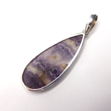 Load image into Gallery viewer, Pendant, Teardrop Cabochon of Chevron Amethyst  | Simple 925 Sterling Silver Setting | White Light Visualisation | Crystal Heart Melbourne 1986