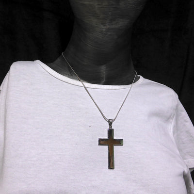 Large Cross Pendant | 925 Sterling Silver | Strong Proportions | Christian Symbol | Crystal Heart Melbourne Australia since 1986