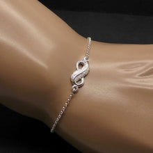 Load image into Gallery viewer, Bracelet with Feather Eternity Symbol, 925 Silver