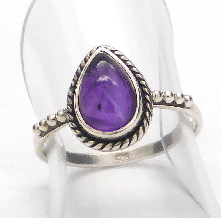 Amethyst Ring, Small Teardrop, 925 Silver, GS