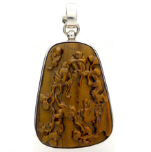 Load image into Gallery viewer, Tiger Eye Pendant Monkey Carving | 925 Silver