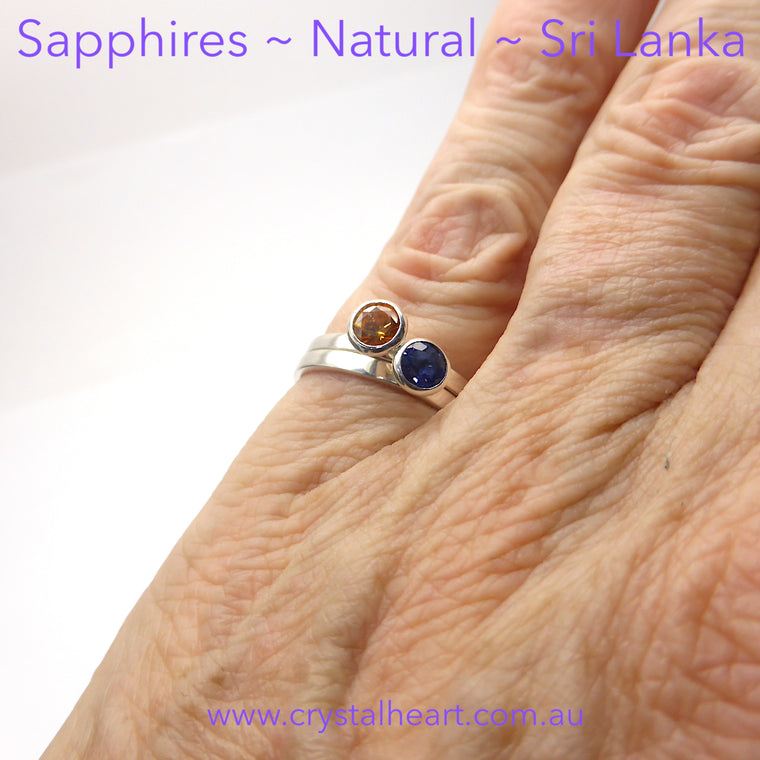 Sapphire Ring Faceted Round | Blue or Orange | 925 Silver p3