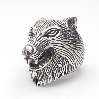 Wolf's Head Ring | 925 Sterling Silver | Life like fine detail | Crystal Heart Melbourne since 1986  | Fenrir | Shaman | Shapeshifter | Lupus