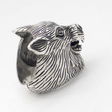 Load image into Gallery viewer, Wolf Head Pendant | Wolf&#39;s Head Ring | 925 Sterling Silver | Fantastic life like detail in Silver Work | Crystal Heart Melbourne since 1986  | Fenrir | Shaman | Shapeshifter | Lupus